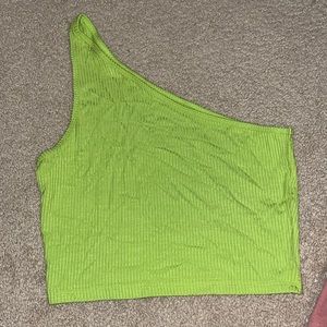 One shoulder green tank top